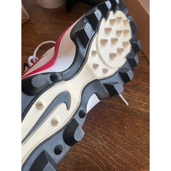 Nike Zoom Air Red and White Hightop Sports Cleats Size 17 - Picture 3 of 4